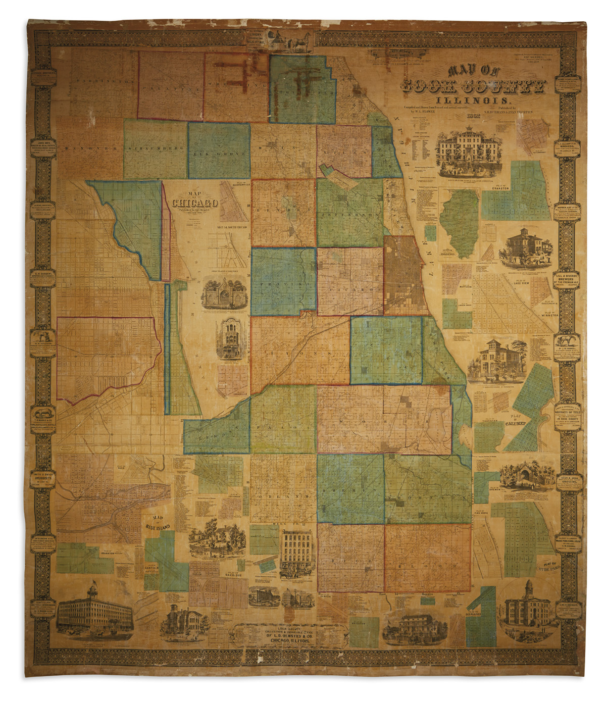 (CHICAGO.) Flower, J.W. Map of Cook County Illinois.